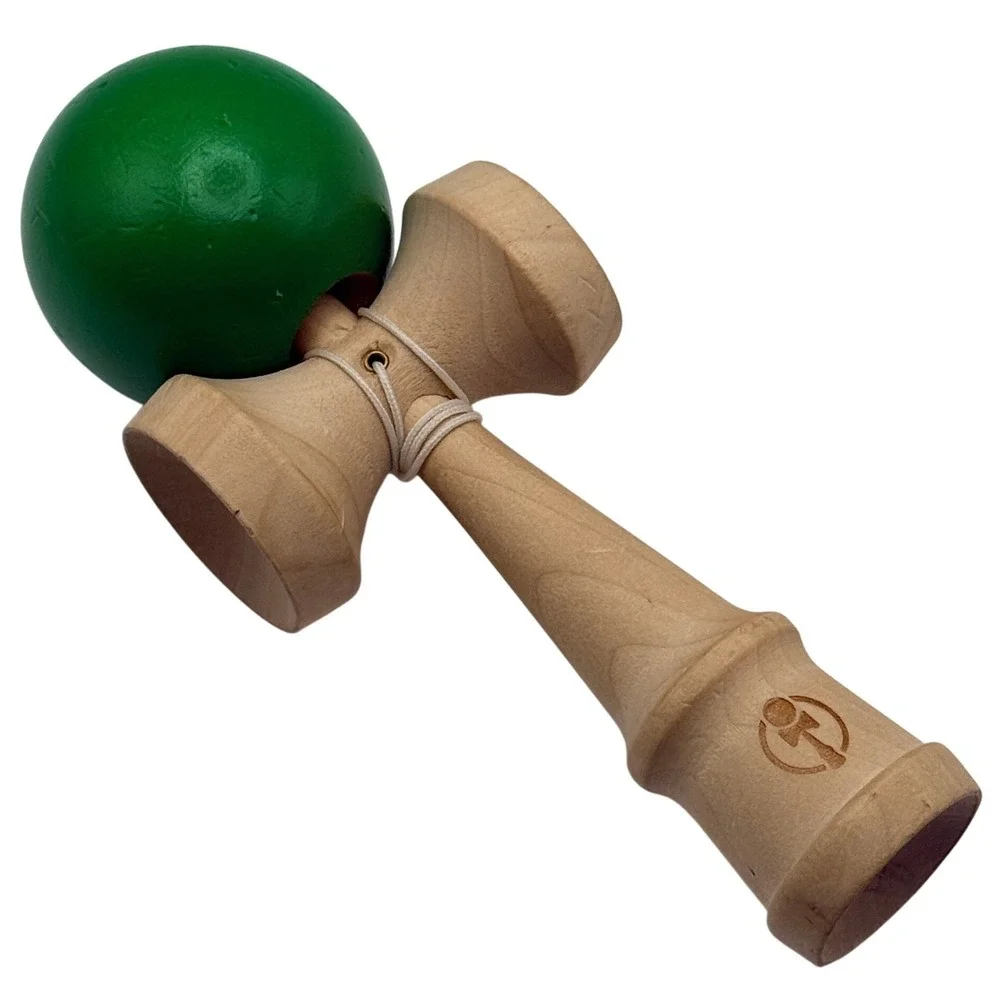 Kendama USA Tribute Wooden Skill Toy Green Ball 7 Inch Natural Wood Unisex